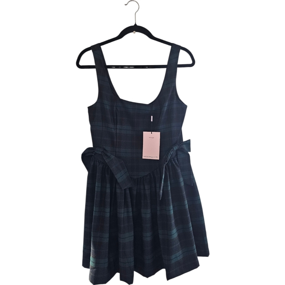 NWT Avec Les Filles Plaid Bow Fit & Flare Mini Dress Size 8 - Picture 3 of 10